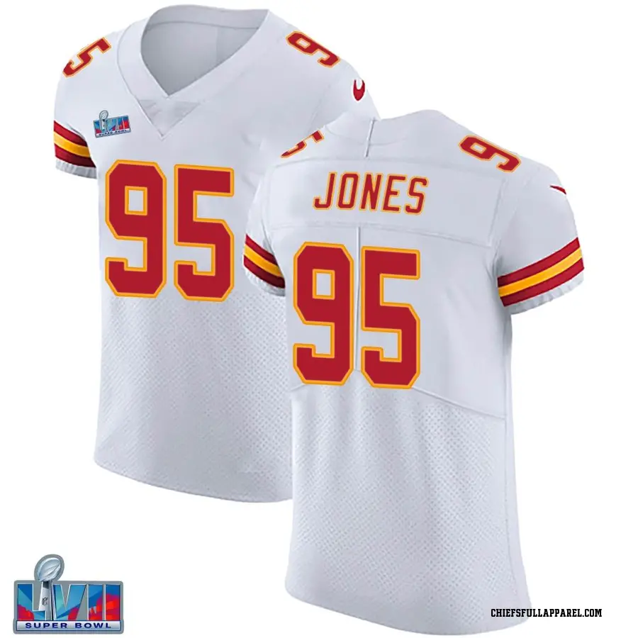 Men's Kansas City Chiefs #95 Chris Jones White Super Bowl LVII Patch Vapor  Untouchable Limited Stitched Jersey - NFL
